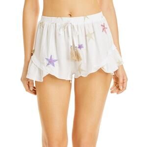 Surf Gypsy Women Tassel Stretch Casual Shorts White Size M